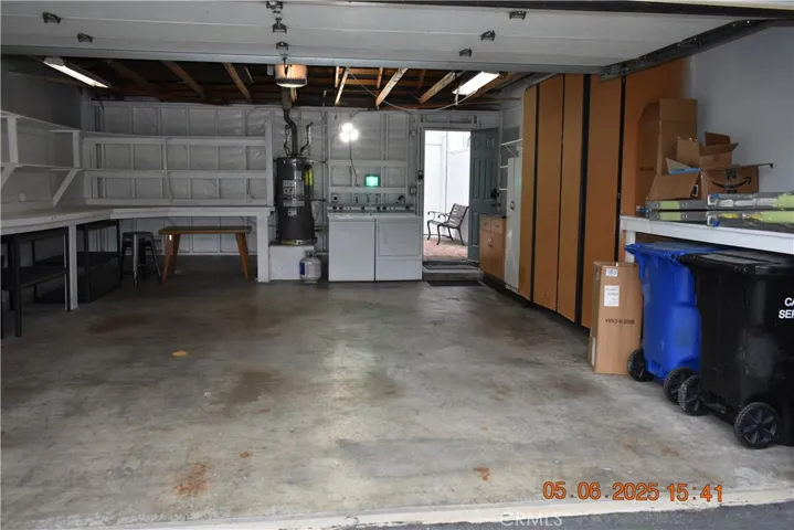 Inside open garage from alley way