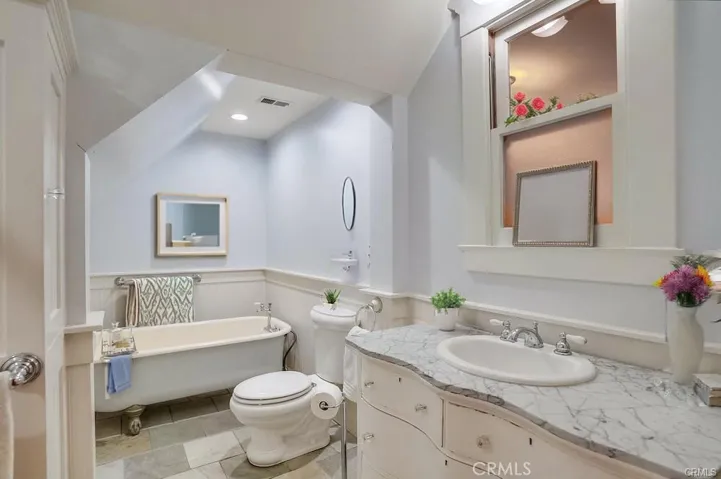 Virtually staged upstairs bath