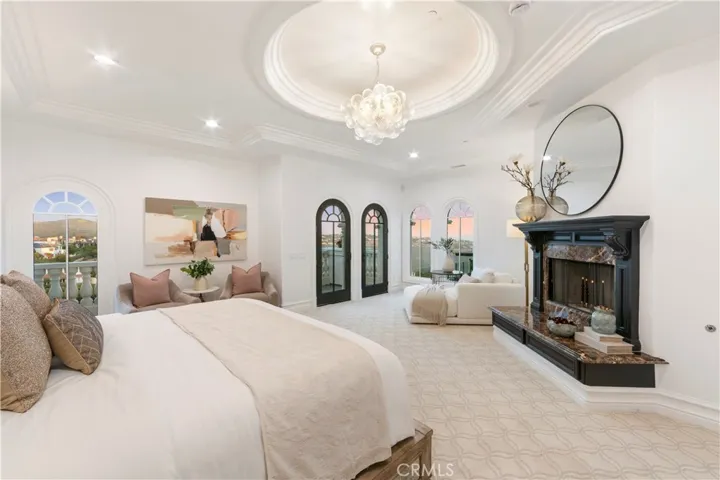 The primary ensuite with ocean view at twighlight.