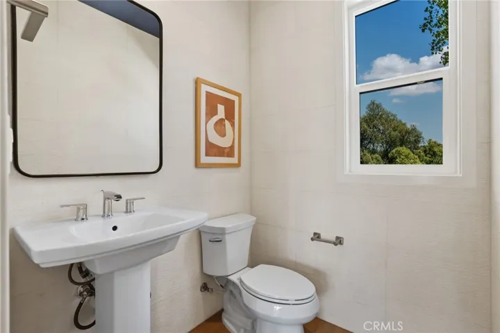 Powder room off great room