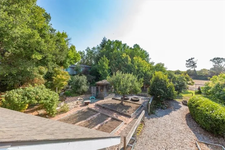 The view of the garden from the apartment deck