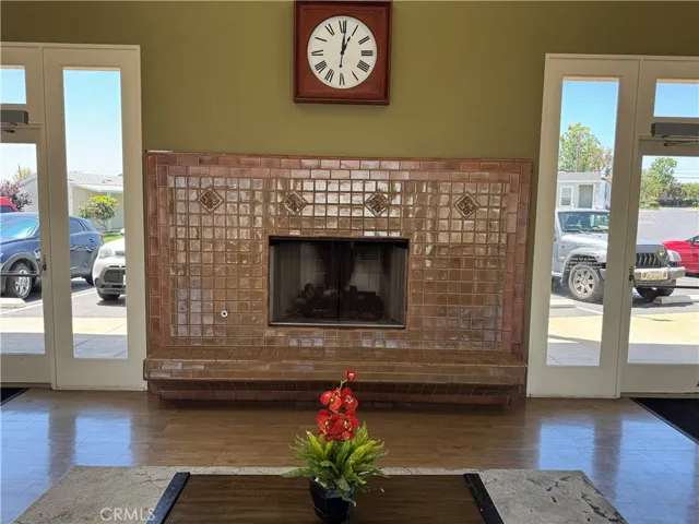 Lobby fireplace at clubhouse