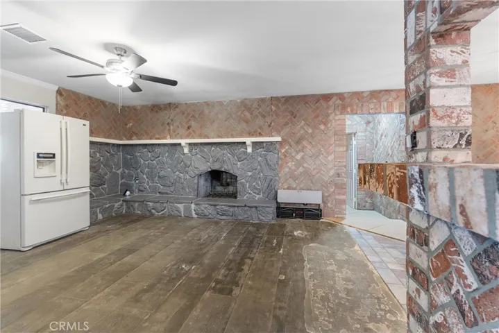 Large Stone Fireplace.