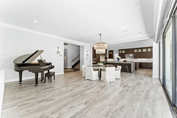 Wood like tile flooring.