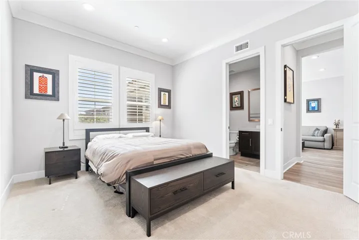 The bedroom in the parent's suite.