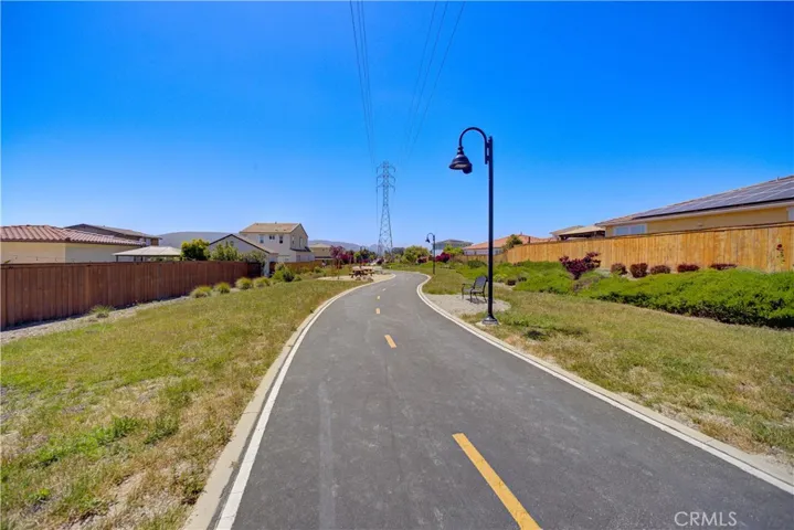 This well lit bike path weaves through the neighborhood.