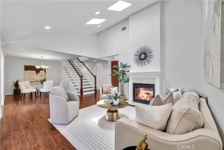 Formal Living Room with Marble Two-Sided Fireplace
