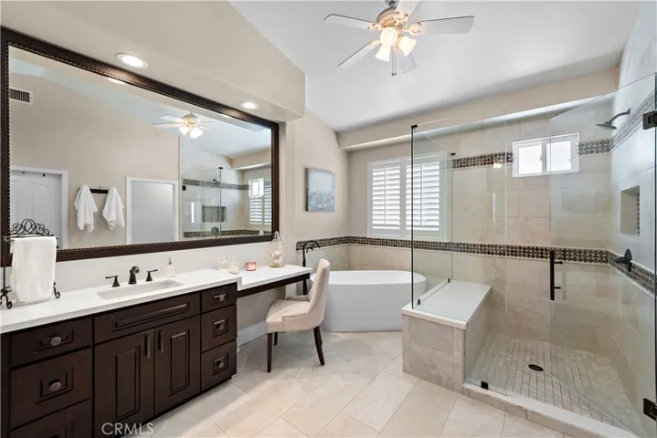 Remodeled Master Bathroom with soaking tub and large walk-in closet