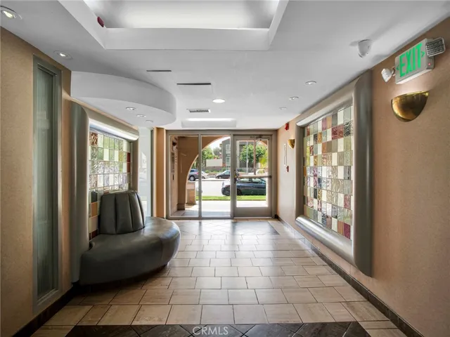 Secure main lobby with seating area and view toward the front entrance
