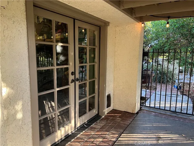 French doors into library