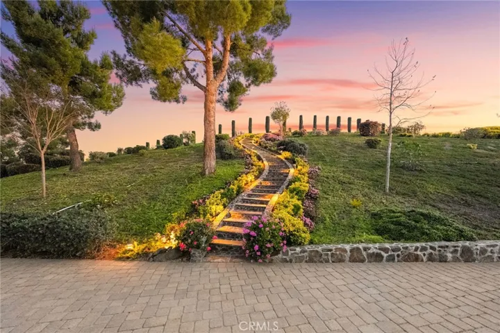 Stone Stairway between studio home and main home