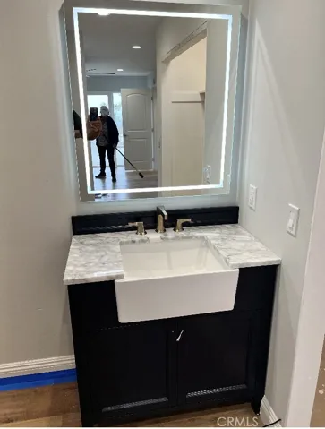 New vanity and custom built cabinet with "light up mirror"