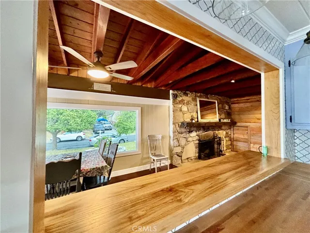 Pass through window to dining room.