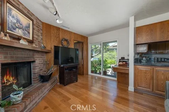 Family room with fireplace
