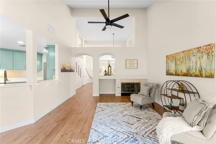 family room open to kitchen
