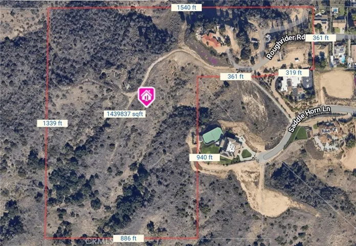 Aerial view of 350 Roughrider's approx. 33 Acres!