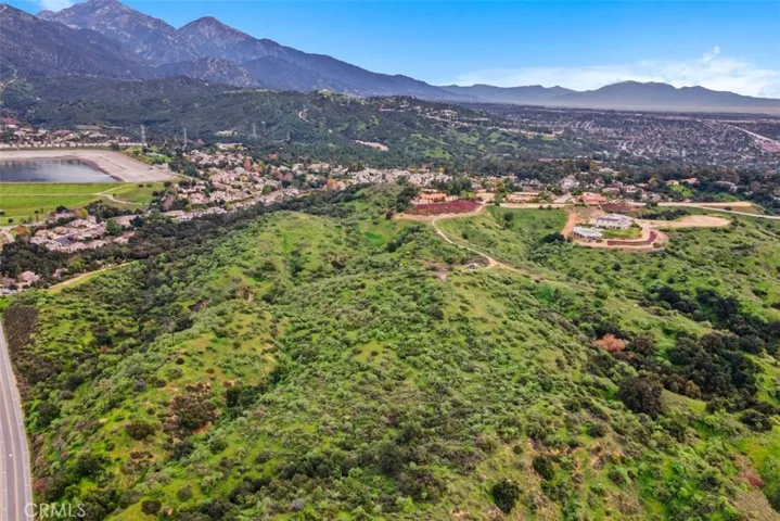 Vantage point offers views of mountains and reservoir to the north.