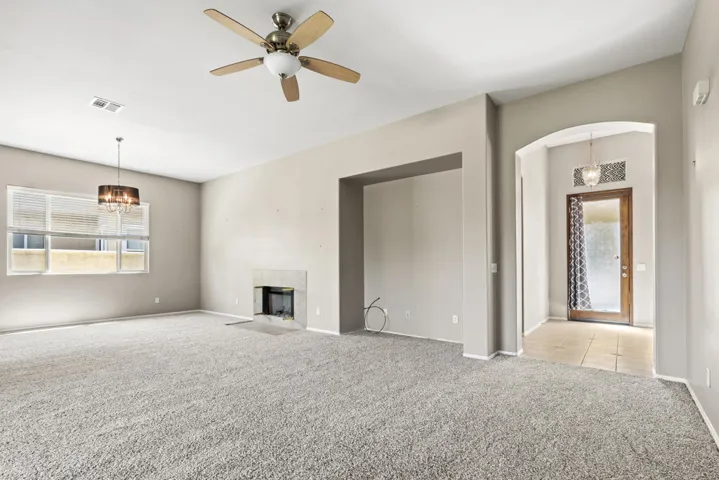 living area with fireplace
