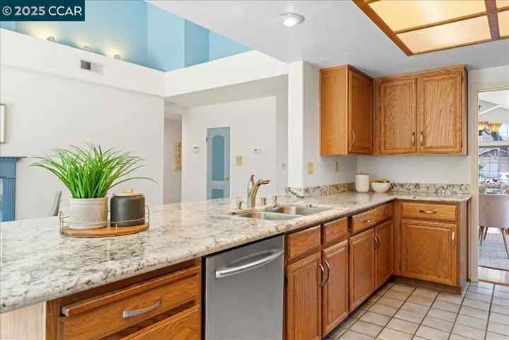 Warm oak cabinetry