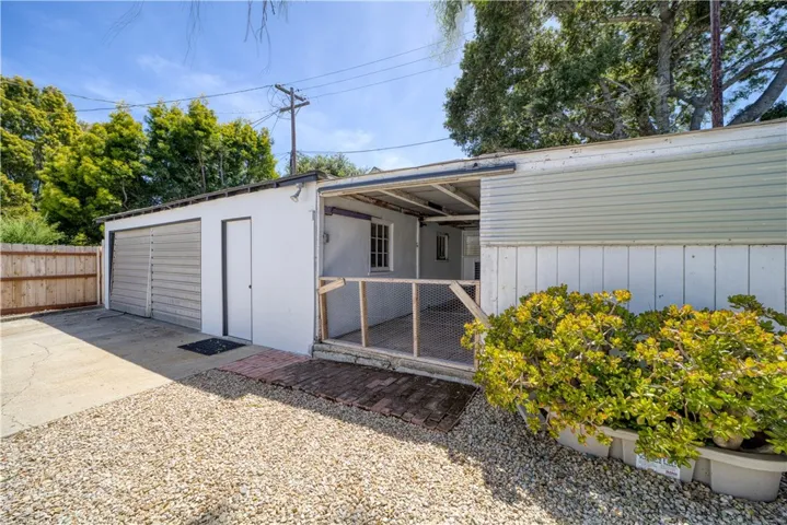 Garage, shop and covered patio area