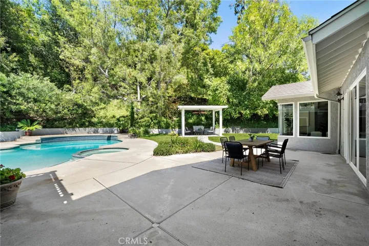 Versatile backyard layout for entertaining, play and relaxation.