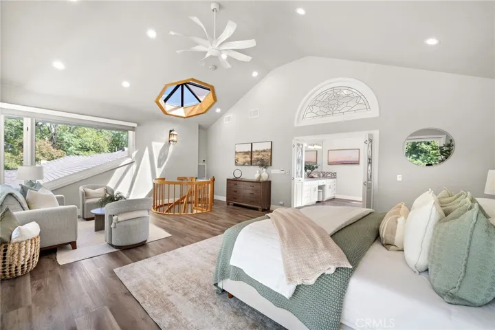 Custom built primary bedroom with ensuite bathroom