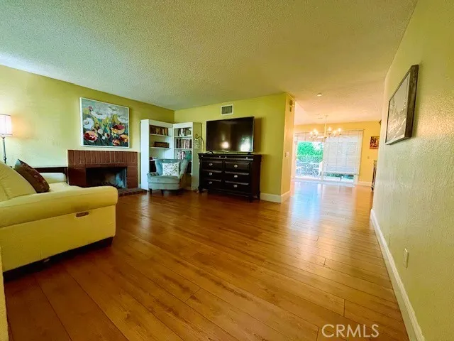 living room with fire place