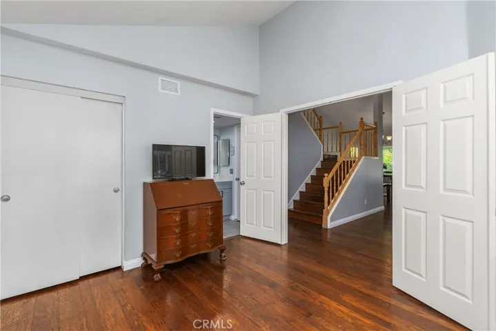 double door entry bedroom #3, and private door leading to the bathroom