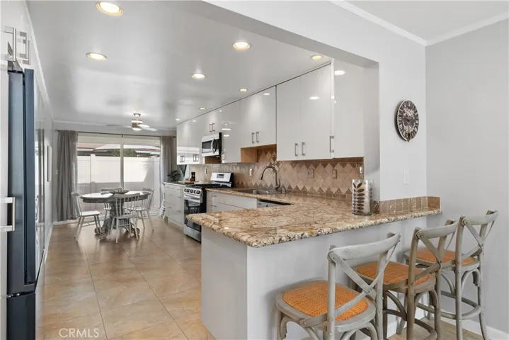 Updated kitchen open to family room.
