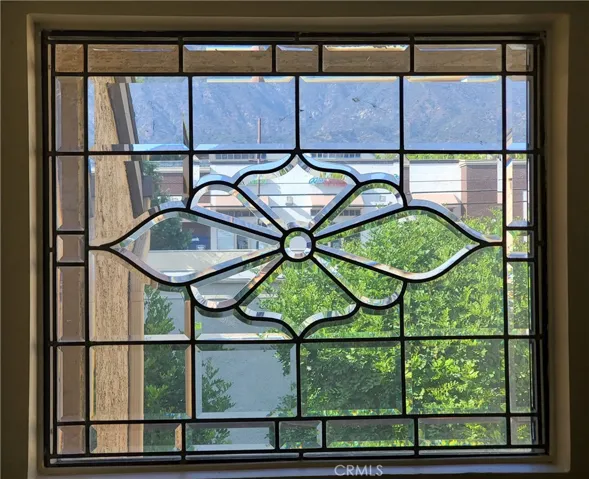 Mountain View Through Leaded Glass
