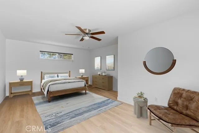 Virtually staged primary bedroom