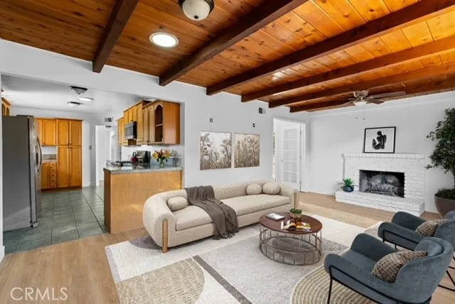 Virtually staged family room- dining area