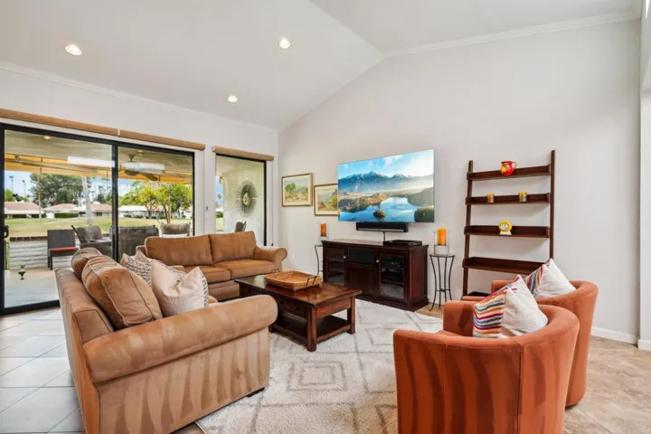 Living room with west views