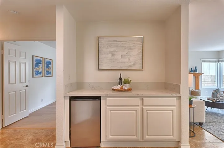 Remodeled bar with new quartz counter & mini-frig