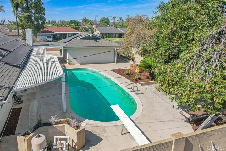 Nice size pool! Covered patio.