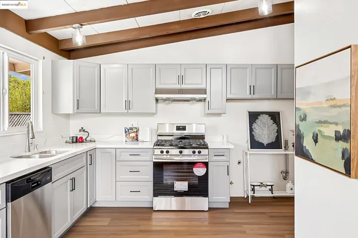 Stylish kitchen with sleek gray cabinetry