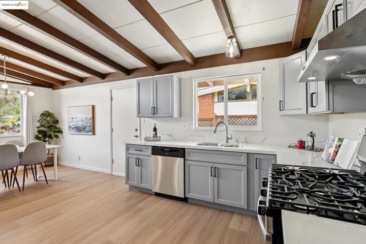 Stylish kitchen with sleek gray cabinetry