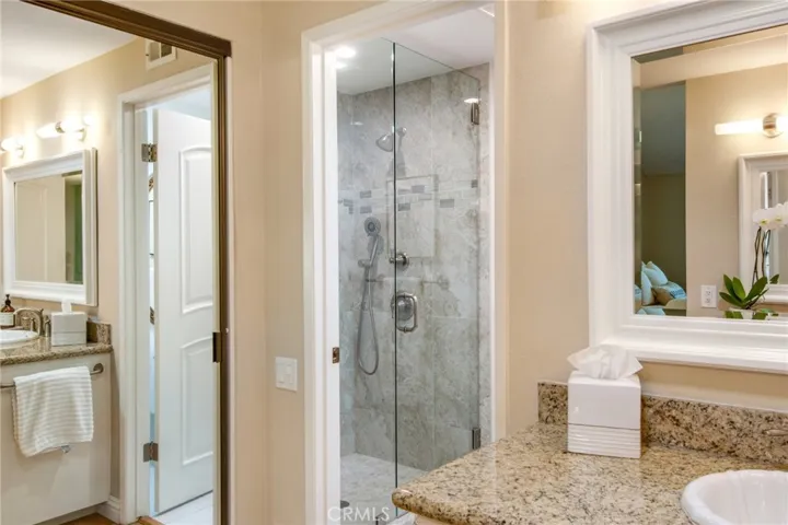Ensuite bathroom upstairs -Private door entry to walk-in shower and toilet.