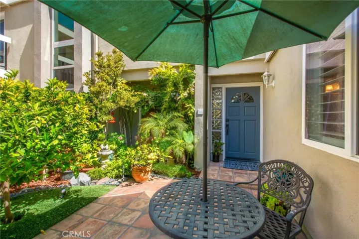 Front door entry and water fountain.