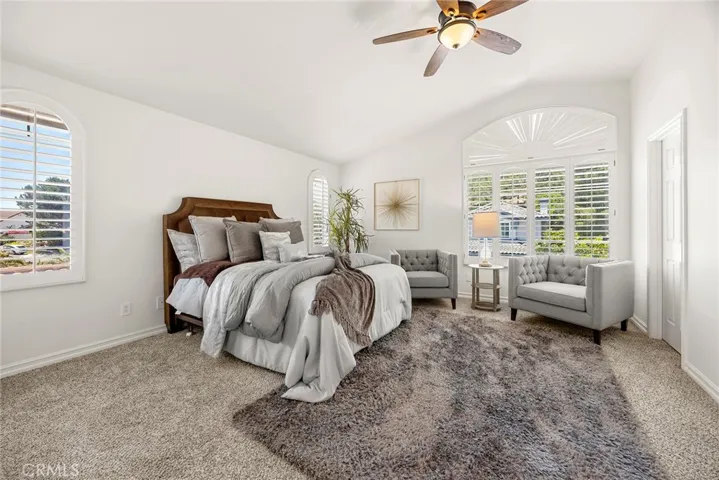 Oversized Primary suite with vaulted ceilings,and retreat