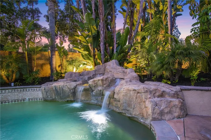Double spillways - rock waterfall feature.
