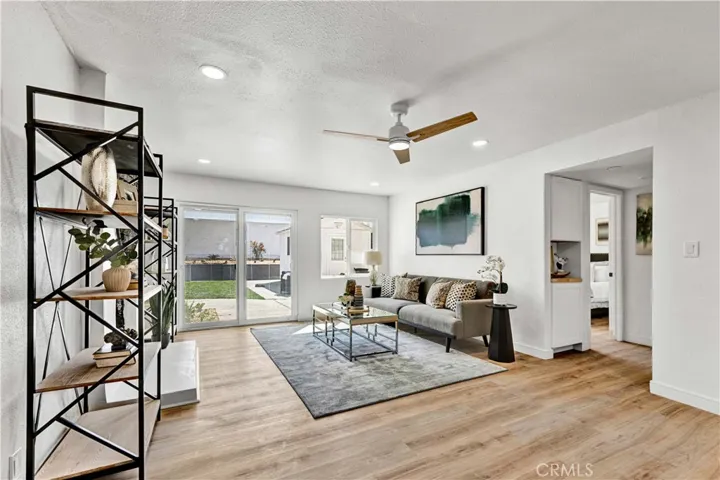 Family room with recessed lighting