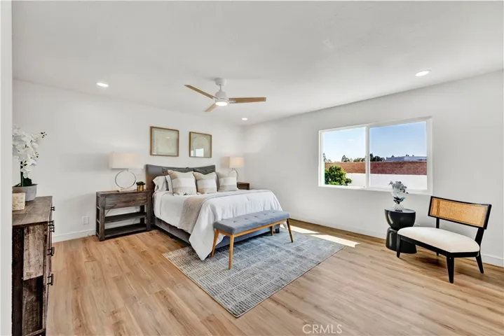 Master bedroom overlooking backyard