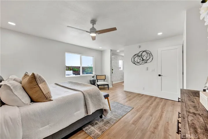 Master bedroom with ceiling fan