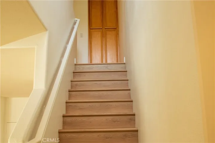 Storage at the top of the stairs.