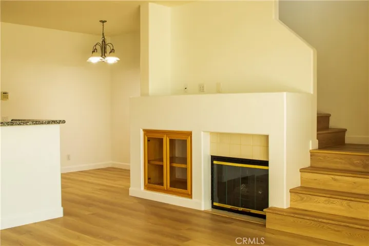 Gas fireplace plus storage.