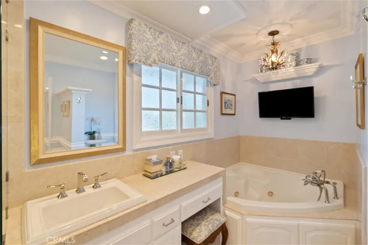 Relaxation in the master bathroom jetted tub.