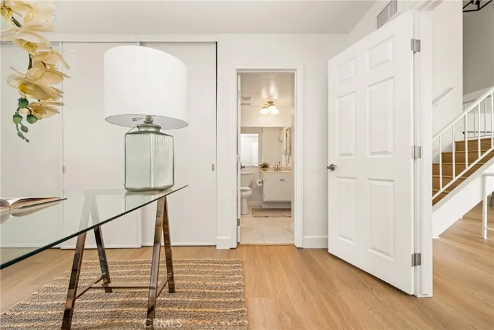 The downstairs bedroom is the perfect location for a guest bedroom or in-law suite with its attached bath.