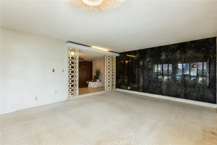 Black glass wall in living room