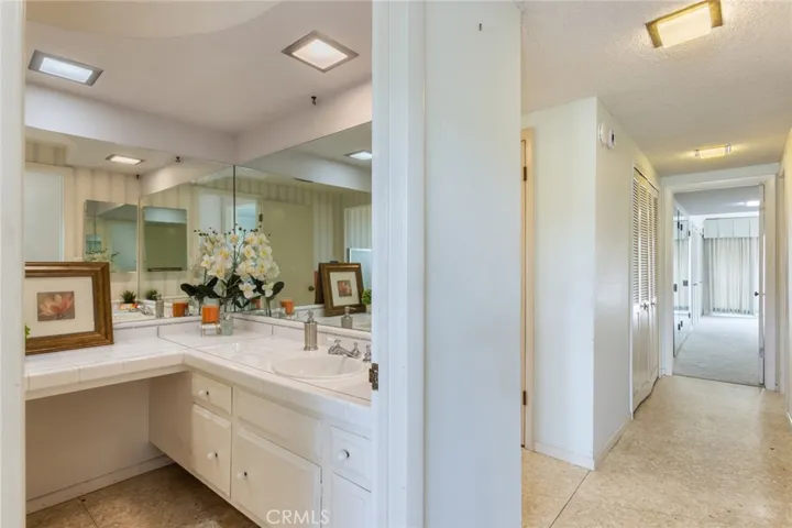 Terrazzo flooring in the hallways and bathrooms